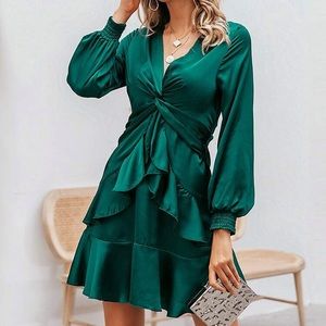 Simplee brand (from shein.com) green satin dress